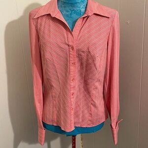 Fenomenon Button Down Long Sleeve Striped Top Women Size L